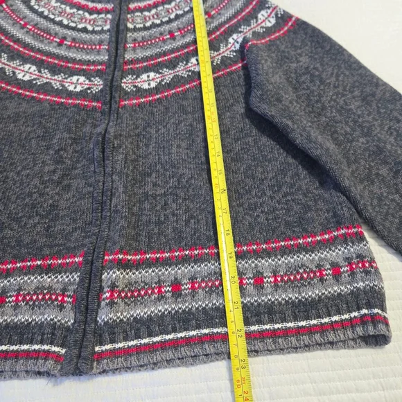 Women's Tiara International Charcoal Gray & Red Christmas Cardigan L - Picture 10 of 12